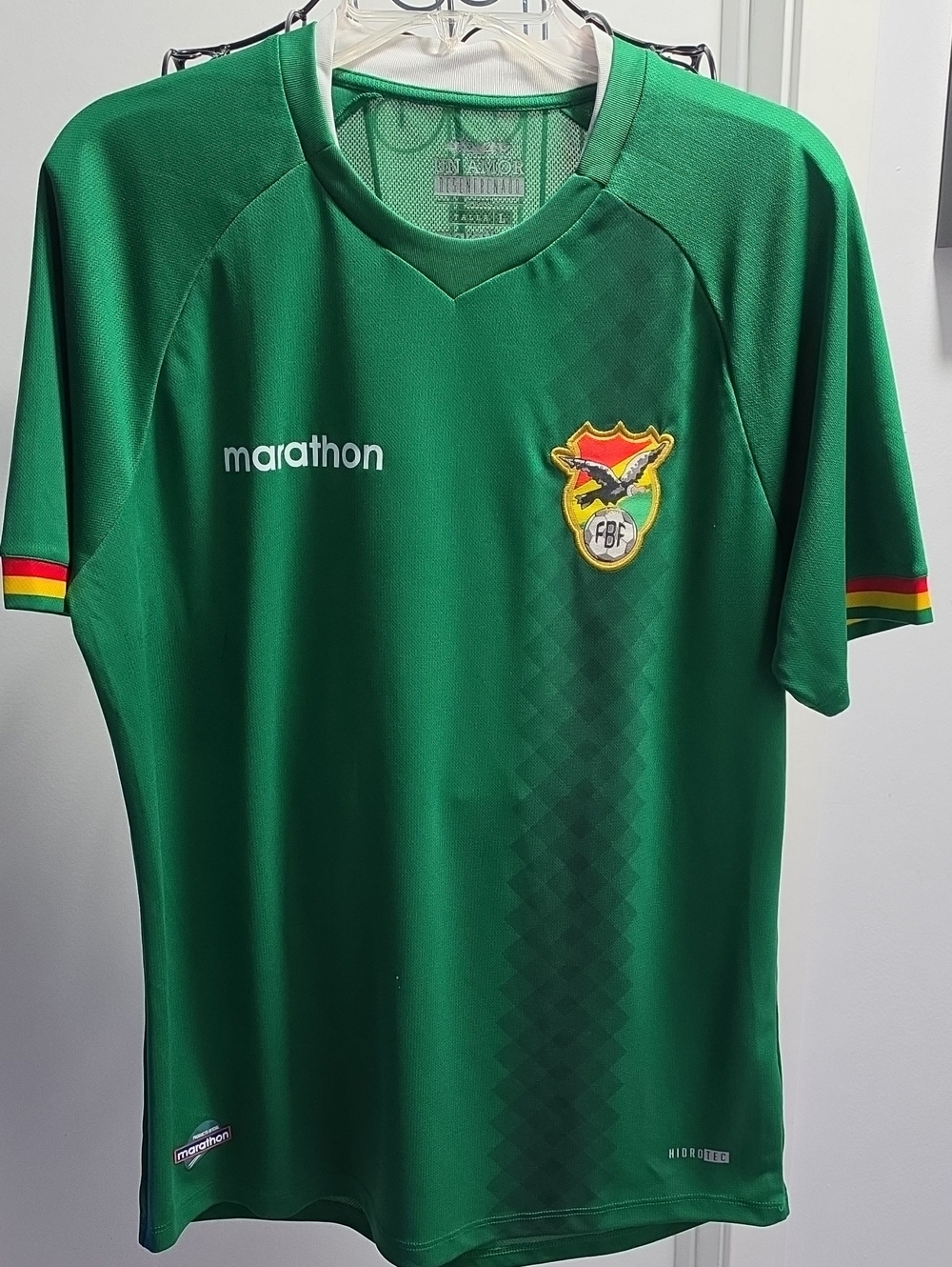 The Marathon Clothing Green Bolivia National Team Jersey with Red Yellow Trim
